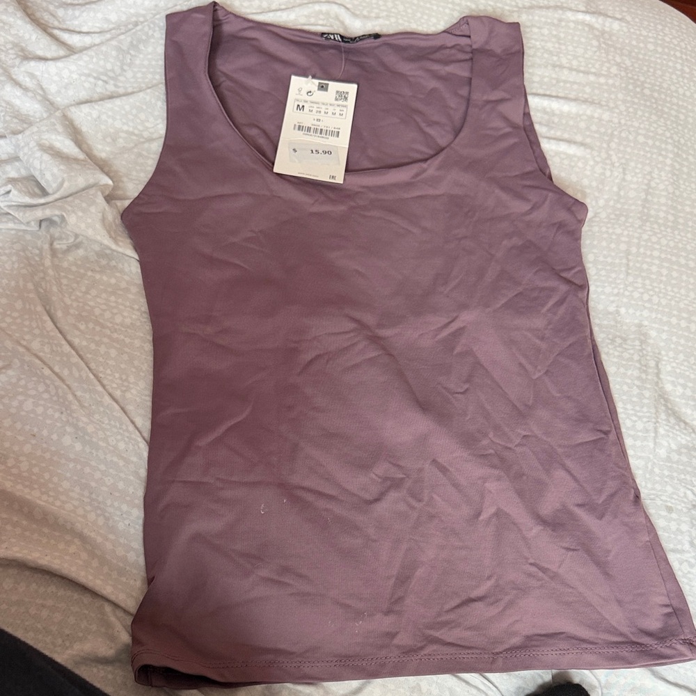 Zara Mauve Tank Top - Scoop Neck Sleeveless